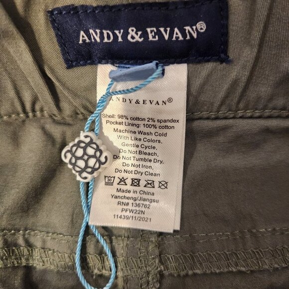 Andy & Evan Pants Khaki Straight Elastic Waist Lot of 2 Green Navy - Size 8 - Picture 3 of 4